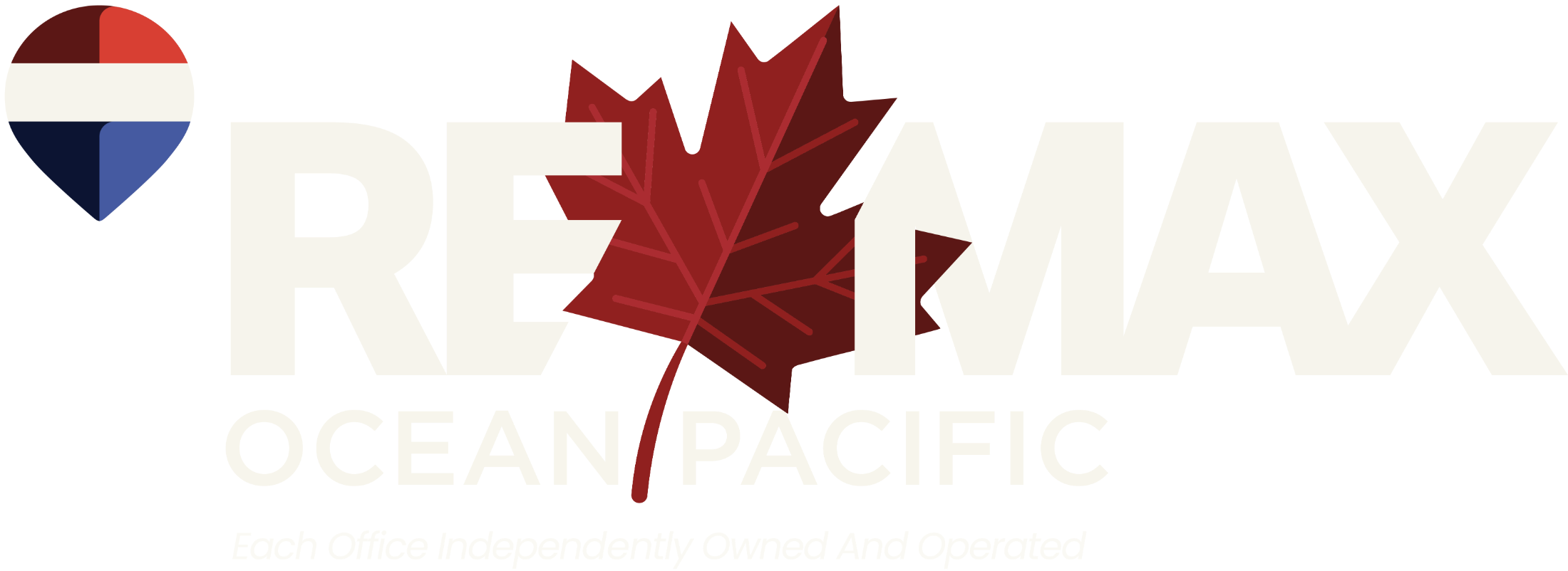 REMAX Ocean Pacific logo featuring a Canadian Maple Leaf symbolizing a local Comox Valley business